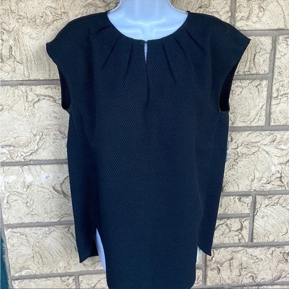 J Crew Tunic Blouse Dark Navy Honeycomb Cocoon Casual career Size 6 - Picture 3 of 10